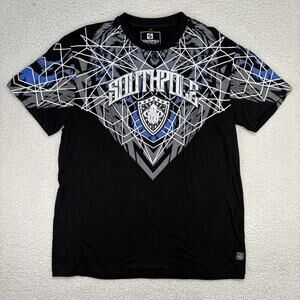 Y2K Southpole Affliction Style Grunge Gothic Hip Hop T-Shirt Mens XL Black Blue
